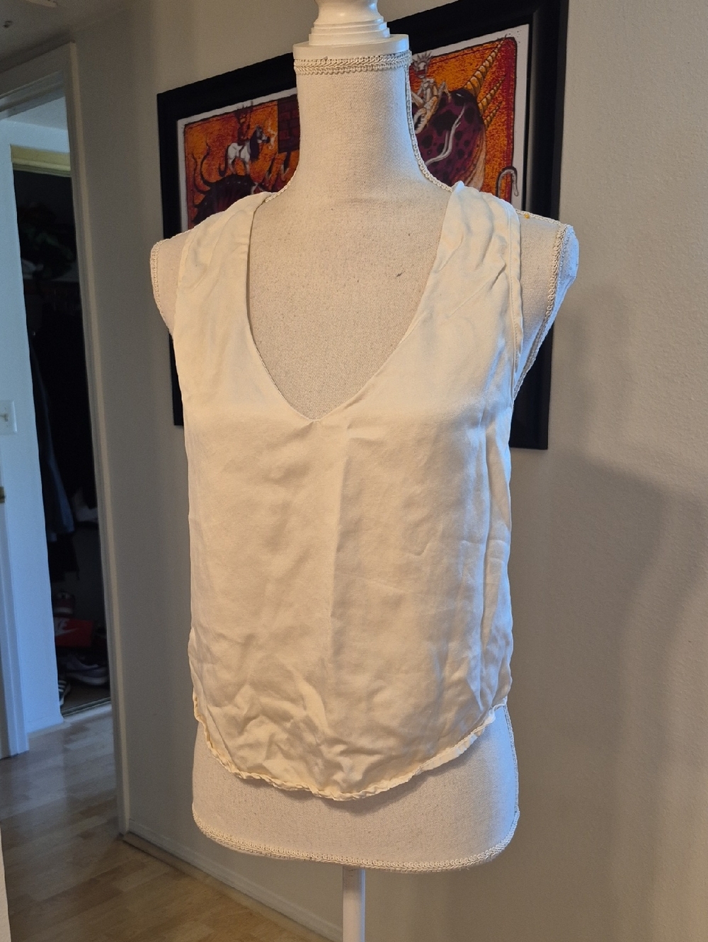 Cali Dreaming 100% Cotton Silky Vneck Tank Top Blouse